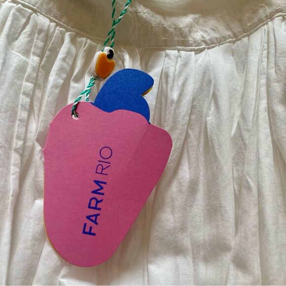 NEW FARM Rio Embroidered Fruits Side Bow Maxi Skirt Beaded Tassels White Size XL - Picture 15 of 16